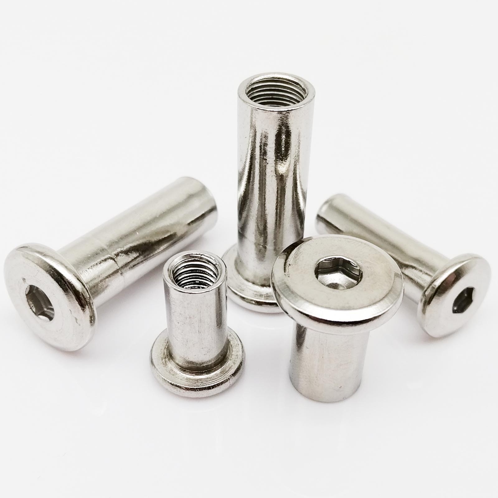 M3 M4 M5 M6 M8 304 Stainless Steel  Flat Hex Hexagon Socket Head Furniture Rivet Nut Connector Insert Joint Sleeve Cap Nut