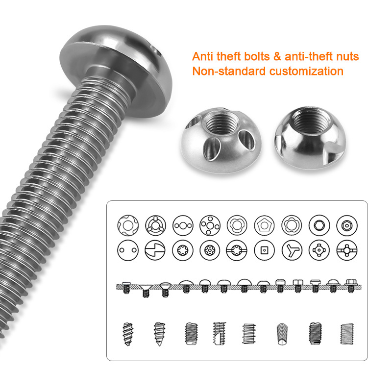 Custom screws Stainless Steel Safety Bolt Nut With tool size M6 M8 M10 M12 to M24 Anti-theft bolts