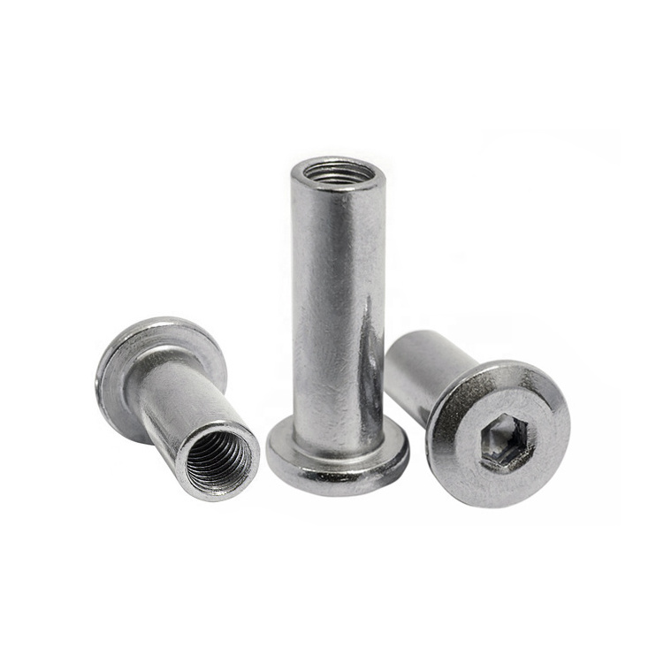 M3 M4 M5 M6 M8 304 Stainless Steel  Flat Hex Hexagon Socket Head Furniture Rivet Nut Connector Insert Joint Sleeve Cap Nut