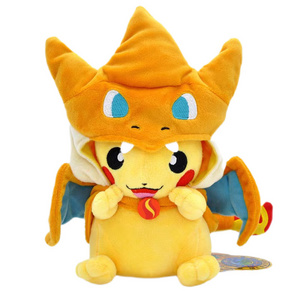 High quality cartoon anime Soft Plush Transform pokemoned  hat clothes Pikachu Wholesale