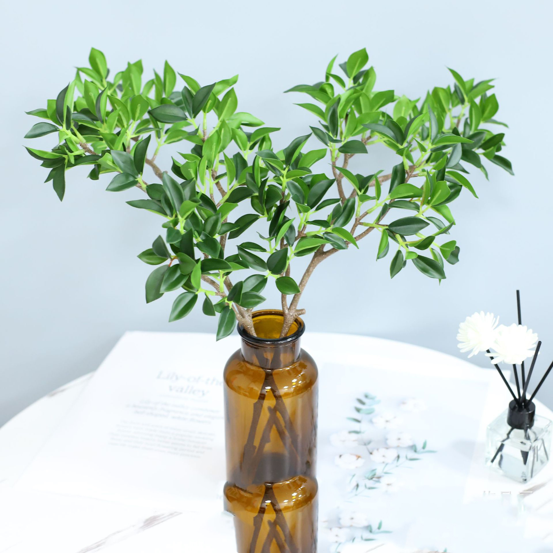 wholesale 113cm shop garden officehome decoration leaves branch milan green branches artificial milan leaves