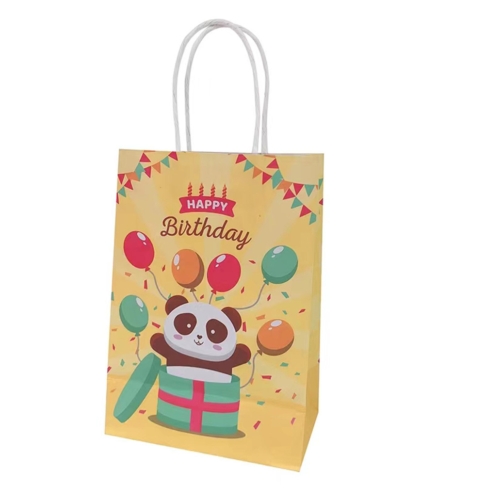 Custom logo kids party gift packaging hand tote  brown craft paper shopping bag with handle christmas gift bags