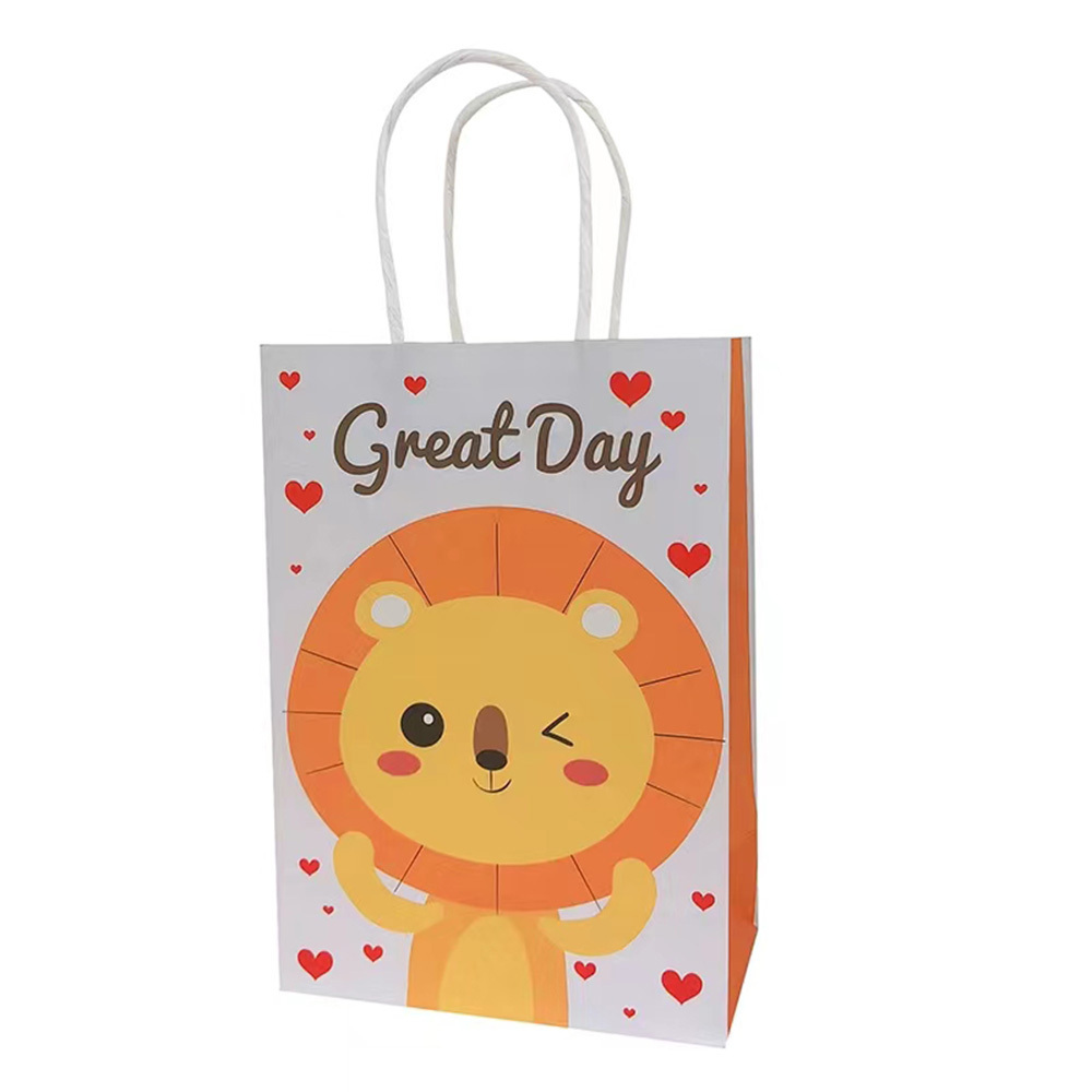 Custom logo kids party gift packaging hand tote  brown craft paper shopping bag with handle christmas gift bags