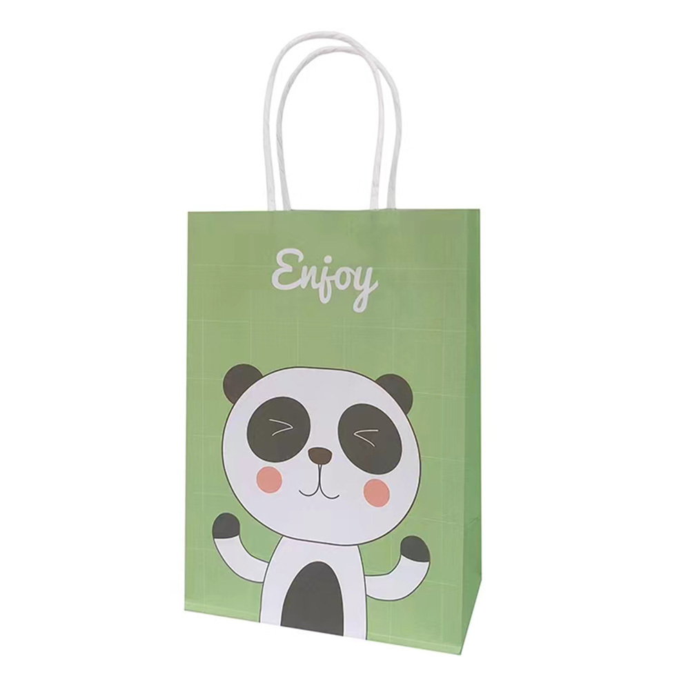 Custom logo kids party gift packaging hand tote  brown craft paper shopping bag with handle christmas gift bags