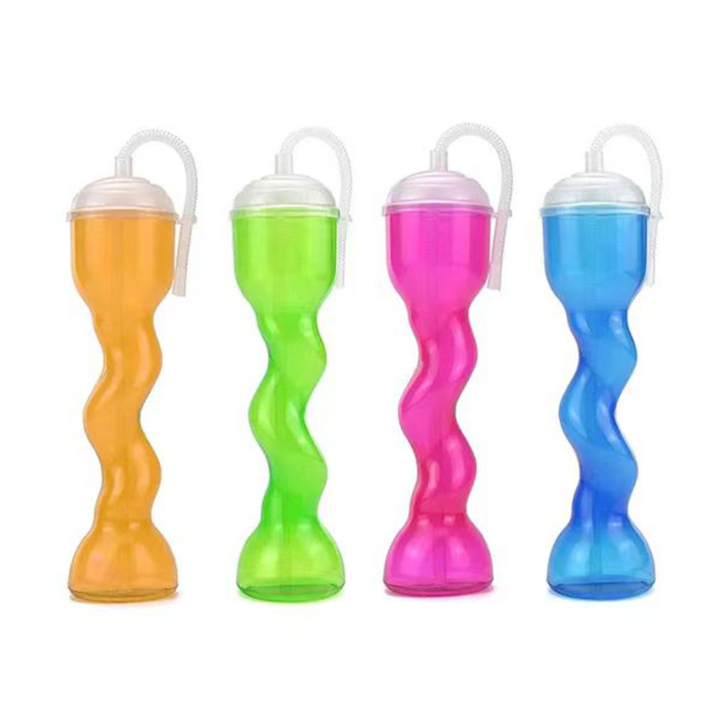 Bubble Shape Plastic Long Drink Cups For cocktails Beverage  Slush Cup Party twist Yard Cup With Straw