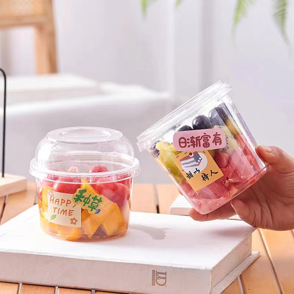 Disposable Plastic Food Packing Bowl PET Deli Cup Food Containers transparent Plastic Bowl Round with lid