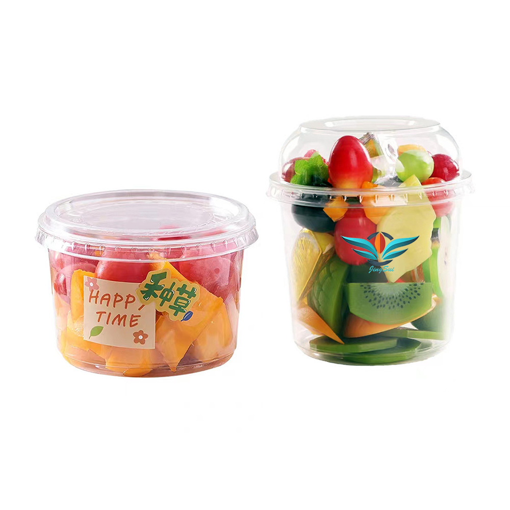 Disposable Plastic Food Packing Bowl PET Deli Cup Food Containers transparent Plastic Bowl Round with lid