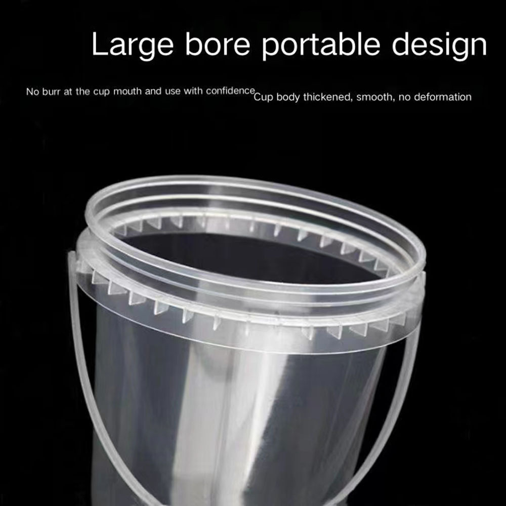 Custom 32oz Clear Fruits Buckets cups with handle Wholesale Disposable bubble tea drinks plastic containers with lids