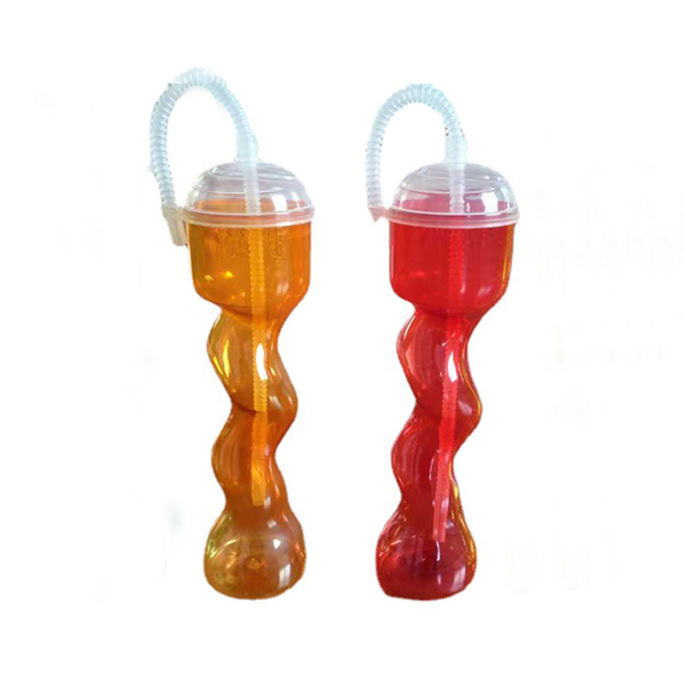 Bubble Shape Plastic Long Drink Cups For cocktails Beverage  Slush Cup Party twist Yard Cup With Straw