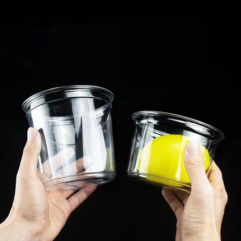 Disposable Plastic Food Packing Bowl PET Deli Cup Food Containers transparent Plastic Bowl Round with lid