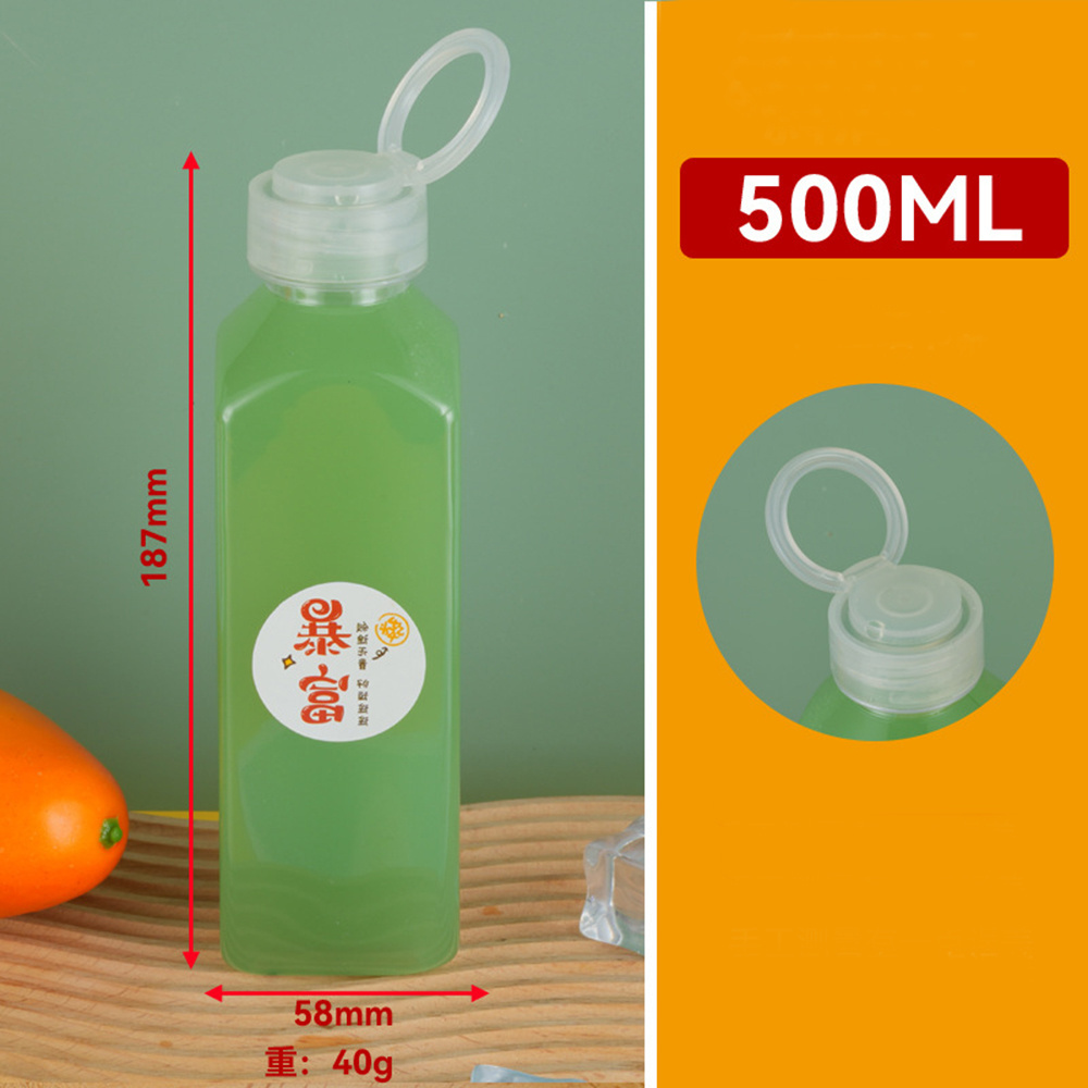 350 500 1000 ml pet bottles With Cap 16 32 oz disposable beverages bottle plastic PET juice Square bottles