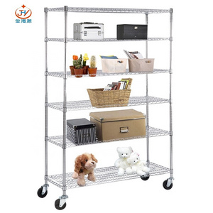 72 x 18 x 72 Inch 6 Layer Healthcare Storage Equipment Hospital Chrome Wire Mesh Shelf System Carbon Steel Wire Shelving