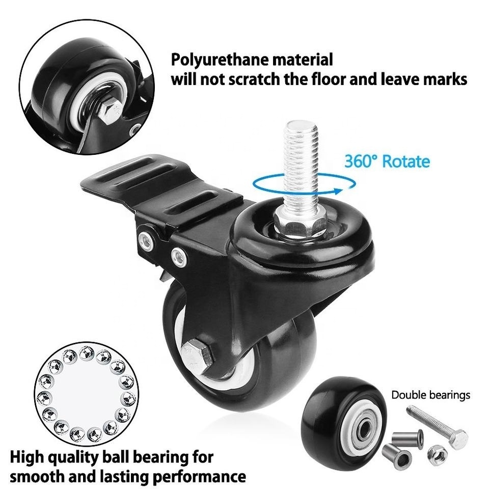 Heavy Duty Swivel Caster with Brake for Shopping Carts, Trolley, Workbench, Furniture