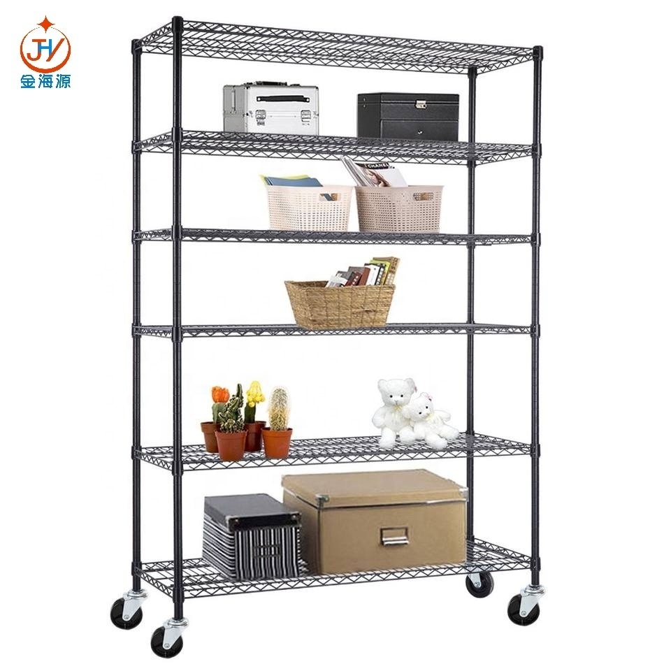 82 x 48 x 18 Inch Carbon Steel 6 Tier Heavy Dutry Storage Shelves Metal Rolling Storage Trolleys