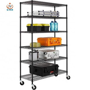 18"W x 60"L x 79"H Classic 6 Tier Garage Metal Wire Shelves Black Powder Coated Heavy Duty Movable Wire Shelving