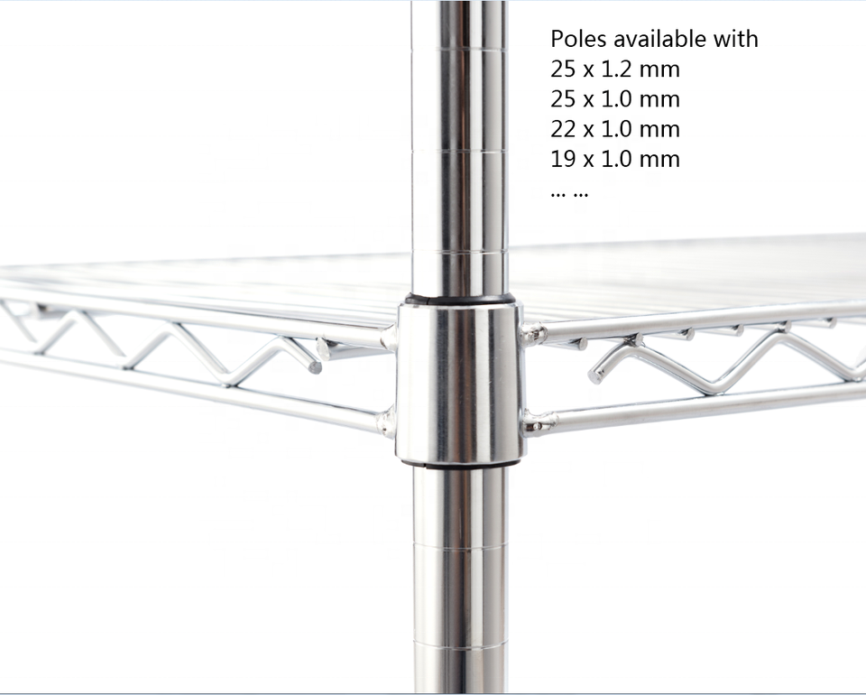 72 x 18 x 72 Inch 6 Layer Healthcare Storage Equipment Hospital Chrome Wire Mesh Shelf System Carbon Steel Wire Shelving