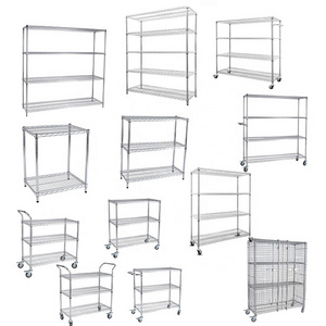 48 x 18 x 72 Inch Professional 4 Tier Epoxy Coated Shelves Heavy Duty Wire Metal Shelving with Wheels