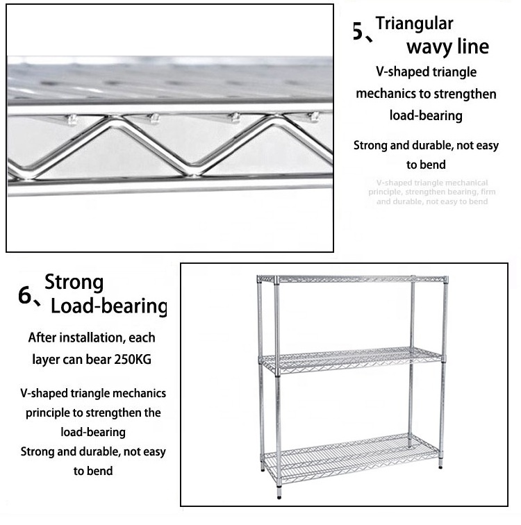 Stainless steel carbon steel metal layer shelf warehouse anti static electroplating chrome wire network shelf warehouse