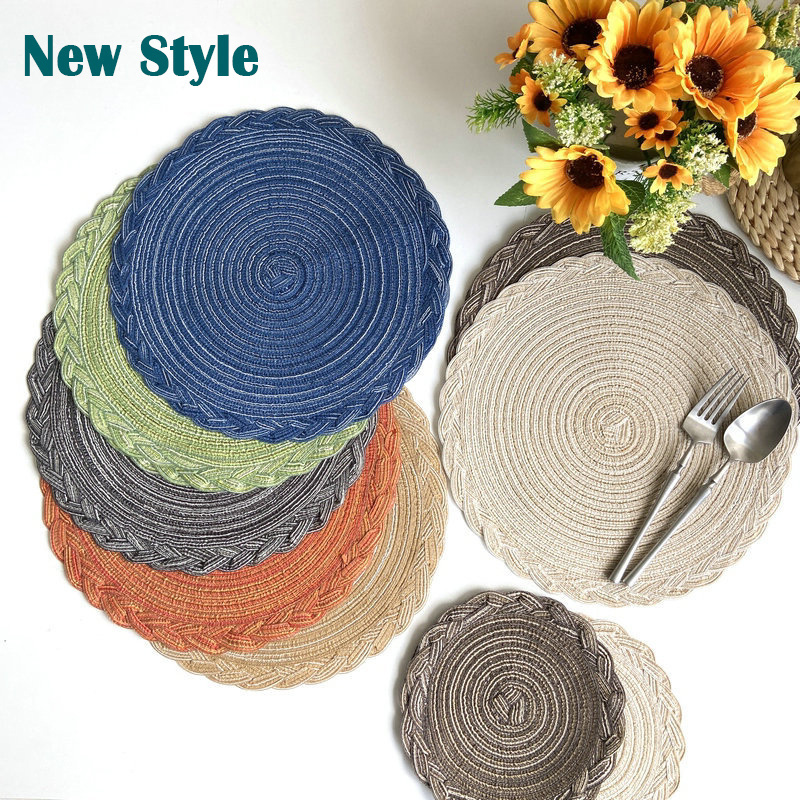 Individuales Para Comedor Blue Placemat Round Braided Woven Placemats Place Mats Wholesale Round Table Mats Set De Table Rond