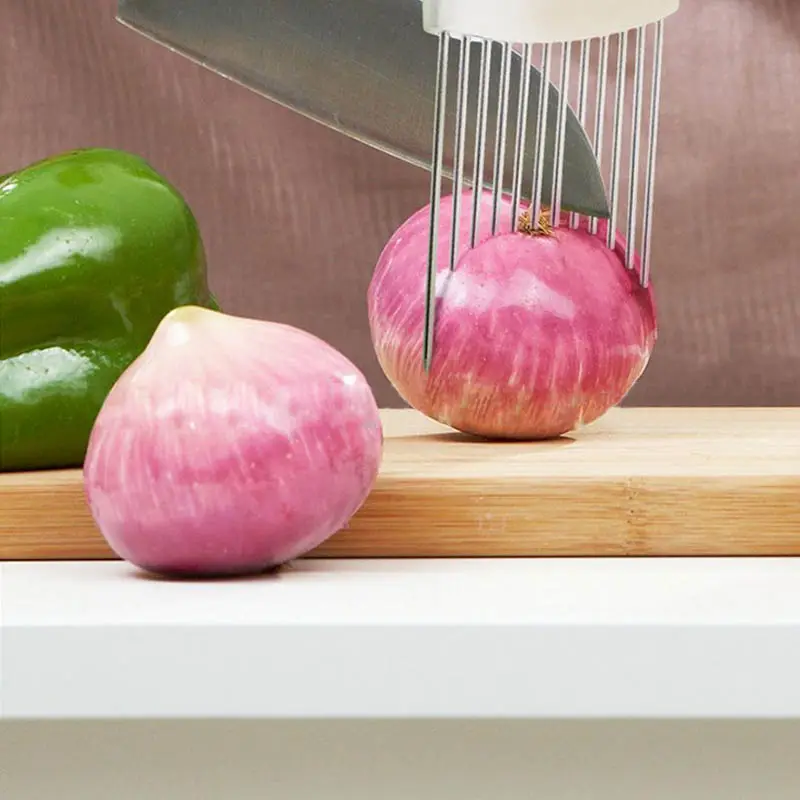 Easy Cut Onion Holder Stainless Steel Onion Cutter Slicer Vegetable Tomato Holder Cutter potato cutter kitchen accessories