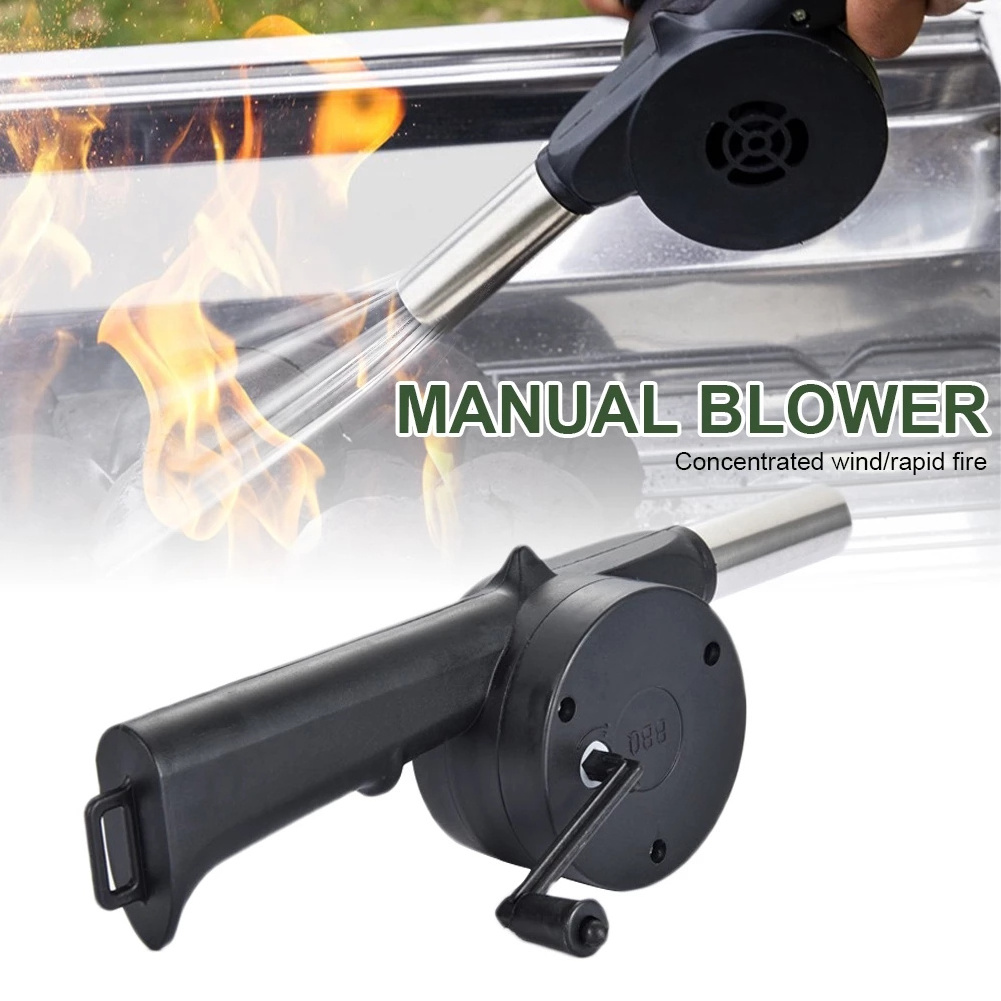 Outdoor Cooking BBQ Fan Air Blower For Barbecue Fire Bellows Hand Crank Tool Picnic Camping BBQ Barbecue Tool