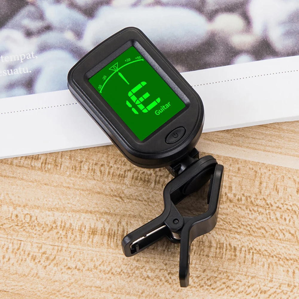 LCD Display Guitar Tuner 3V Button Battery Digital Clip-On Tone Tuner for Guitar