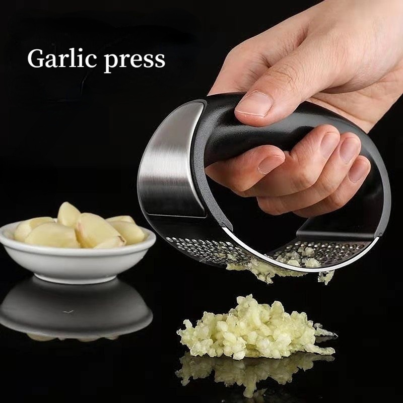 1Pcs Stainless Steel Garlic Press Crusher Manual Garlic Mincer Chopping  Tool Home Garlic Masher Artifact Kitchen Gadget