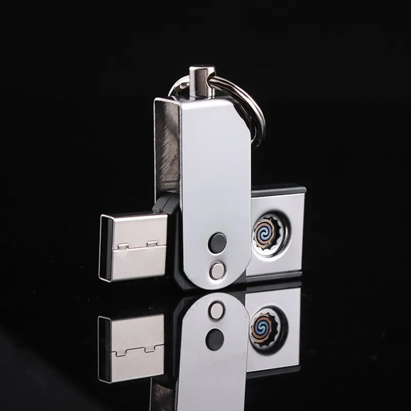 Portable Electric Novelty Lighter Windproof Environmental Protection Tool USB Charging Lighter Flameless No Gas Keychain Lighter