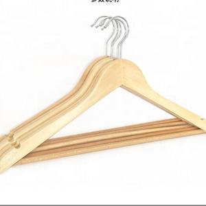 Custom LOGO Premium Suit Hanger Clothes Storage Pants Coat Hangers Natural Eucalyptus Wooden Hangers with Shoulder Grooves