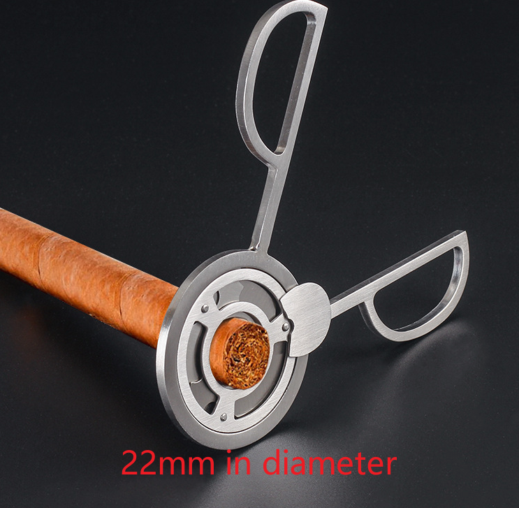 New Factory custom laser logo stainless steel double blade guillotine pocket cigar cutter scissors knife