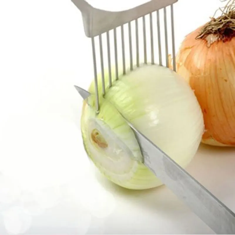 Easy Cut Onion Holder Stainless Steel Onion Cutter Slicer Vegetable Tomato Holder Cutter potato cutter kitchen accessories