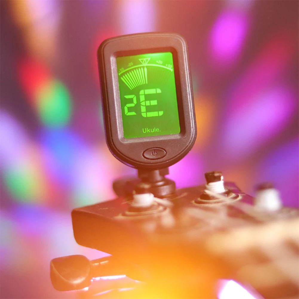 LCD Display Guitar Tuner 3V Button Battery Digital Clip-On Tone Tuner for Guitar