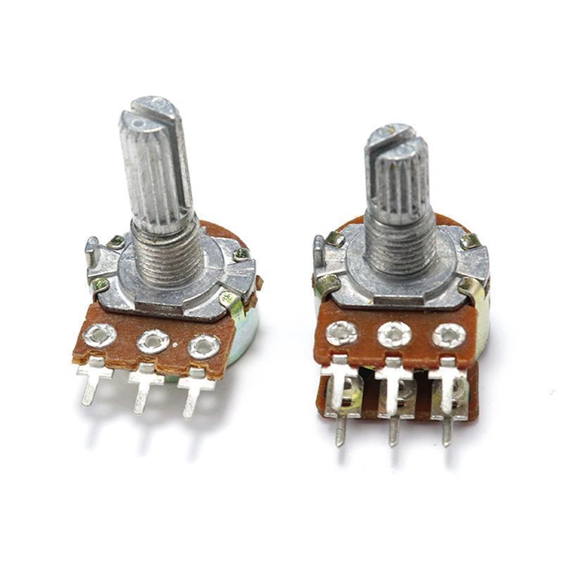 Variable Resistor Potentiometer 15MM Shaft 1K Ohm B1K Wh148 Dual Rotary Potentiometer 6 Pin For Audio Amplifier