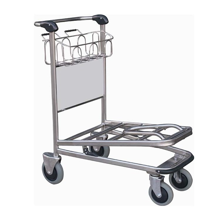 Three wheel airport passenger Luggage trolley stainless steel airport trolley cart