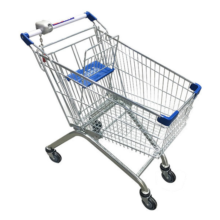 Supermarket Shopping Trolley Carts Convenience Store 90/100/120L Storage Basket Hand Push Shopping Cart