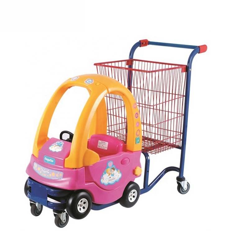 2020 Hot Metal Children kids supermarket shopping toy trolley with toy car seat