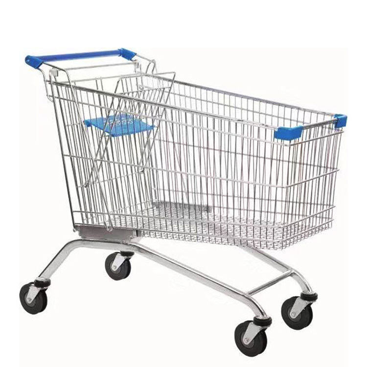 Supermarket Shopping Trolley Carts Convenience Store 90/100/120L Storage Basket Hand Push Shopping Cart