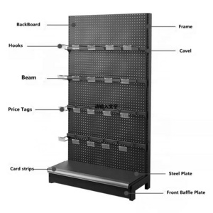 Customized Steel Tools Retail Display Stand With Tool Box Wholesale Shop Display Rack for Hand Tools with Hook