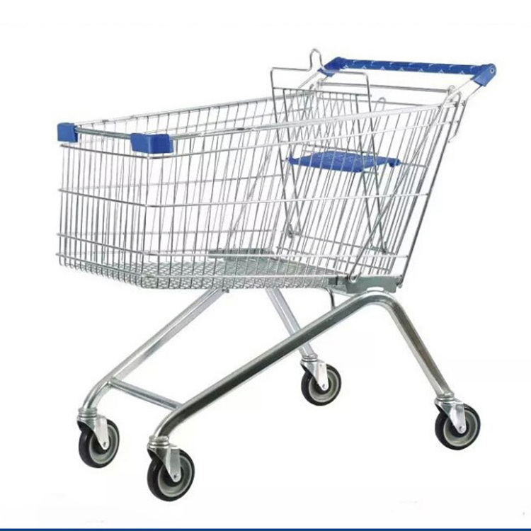 Supermarket Shopping Trolley Carts Convenience Store 90/100/120L Storage Basket Hand Push Shopping Cart