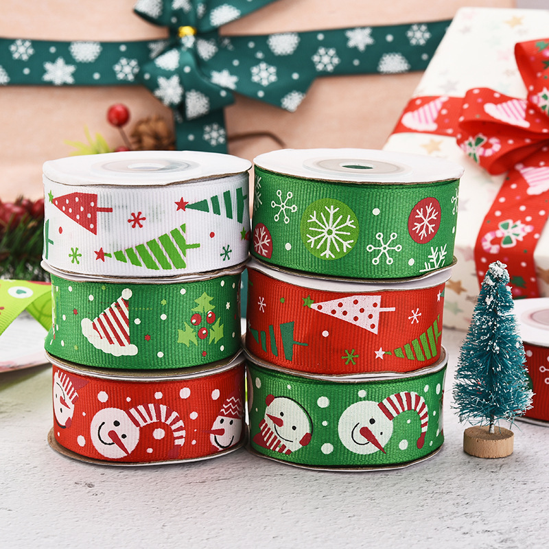 Christmas Ribbon 2cm Christmas Gift Decorative Designer Printed Polyester Solid Grosgrain Ribbon Polyester Ribbon for christmas