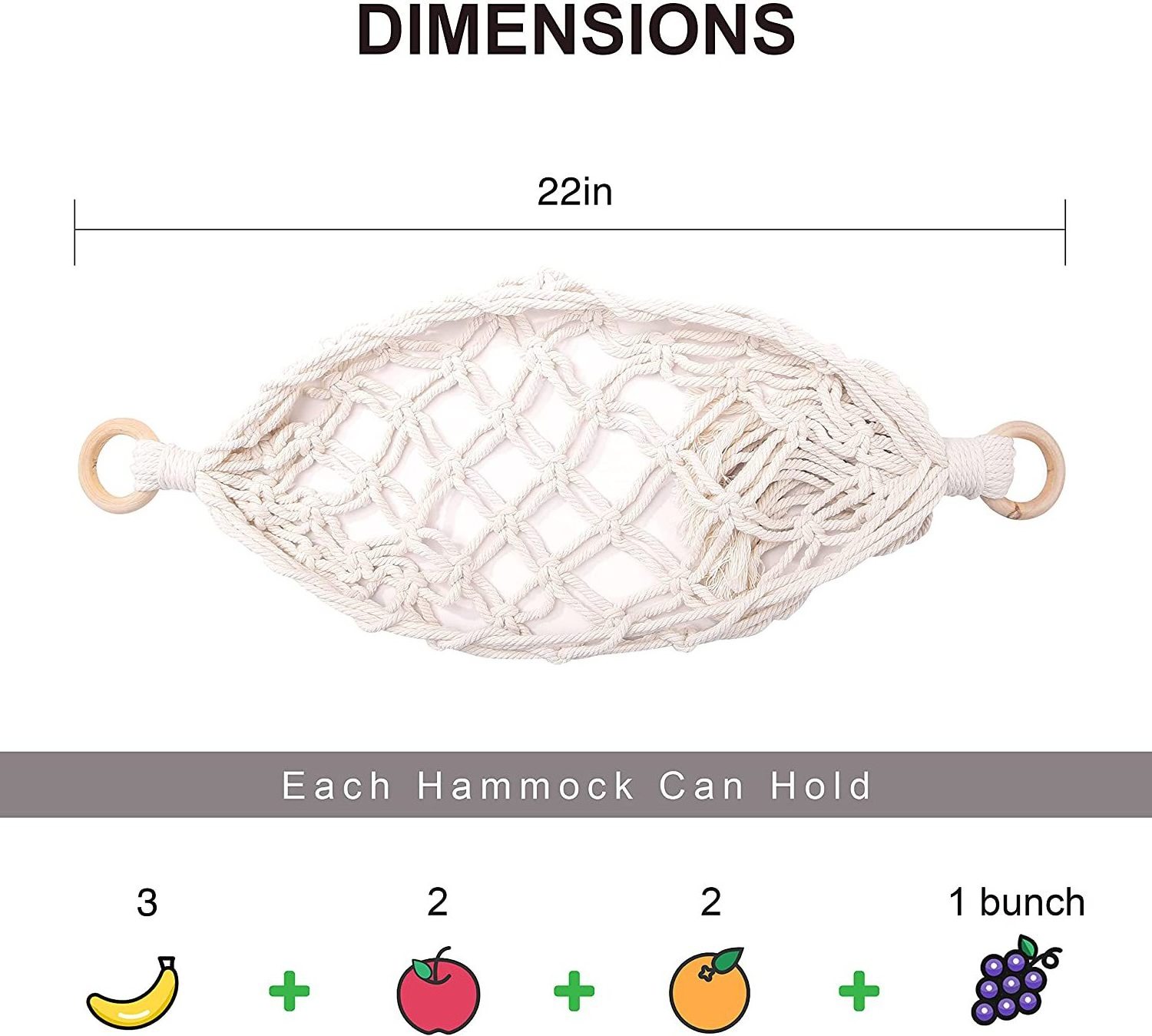 Macrame Fruit Hammock Under Cabinet - Banana Hammock for Boho Kitchen Decor