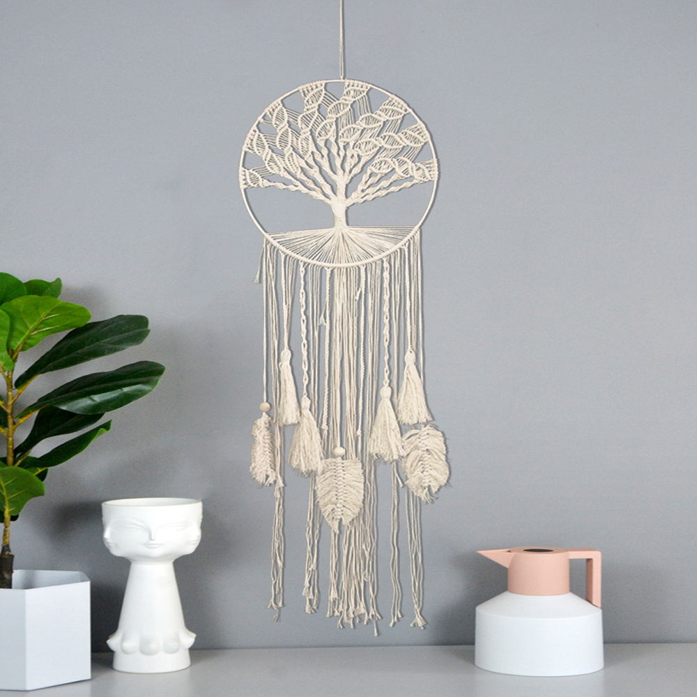 Boho Chic Bohemian Macrame Wall Hanging Wall Art Decor Natural Cotton Cord Woven Hippie Tapestry