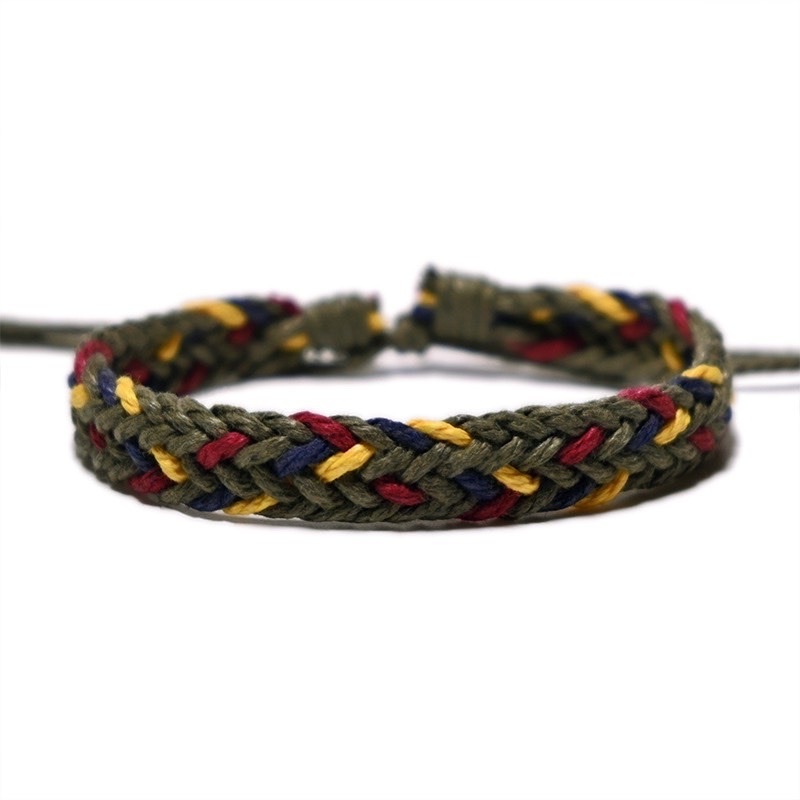 Colorful simple stylish versatile hand-woven cotton and hemp rope charm bracelet