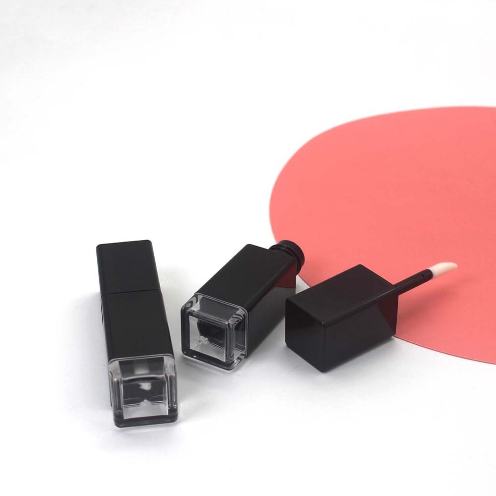 8ml Black Square Transparent Bottom Lipgloss Tube Cosmetic Plastic Lip Gloss Packaging Container