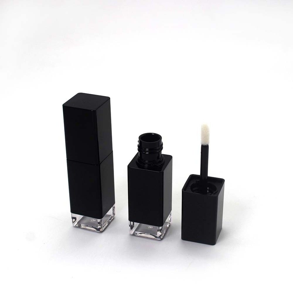 8ml Black Square Transparent Bottom Lipgloss Tube Cosmetic Plastic Lip Gloss Packaging Container