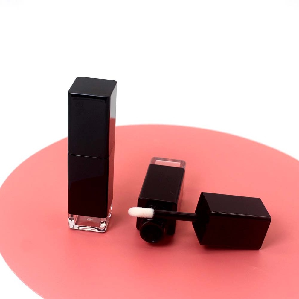 8ml Black Square Transparent Bottom Lipgloss Tube Cosmetic Plastic Lip Gloss Packaging Container