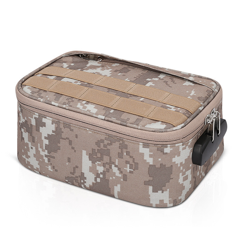 Custom Logo Camo Travel Odor Proof Pouch Zipper Carbon Lined Smell Proof Bag with Combination Lock