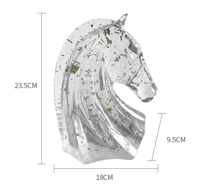 Customized Crystal Resin Animal Sculpture Life Size Fiberglass Horse Statues For Home Decoration