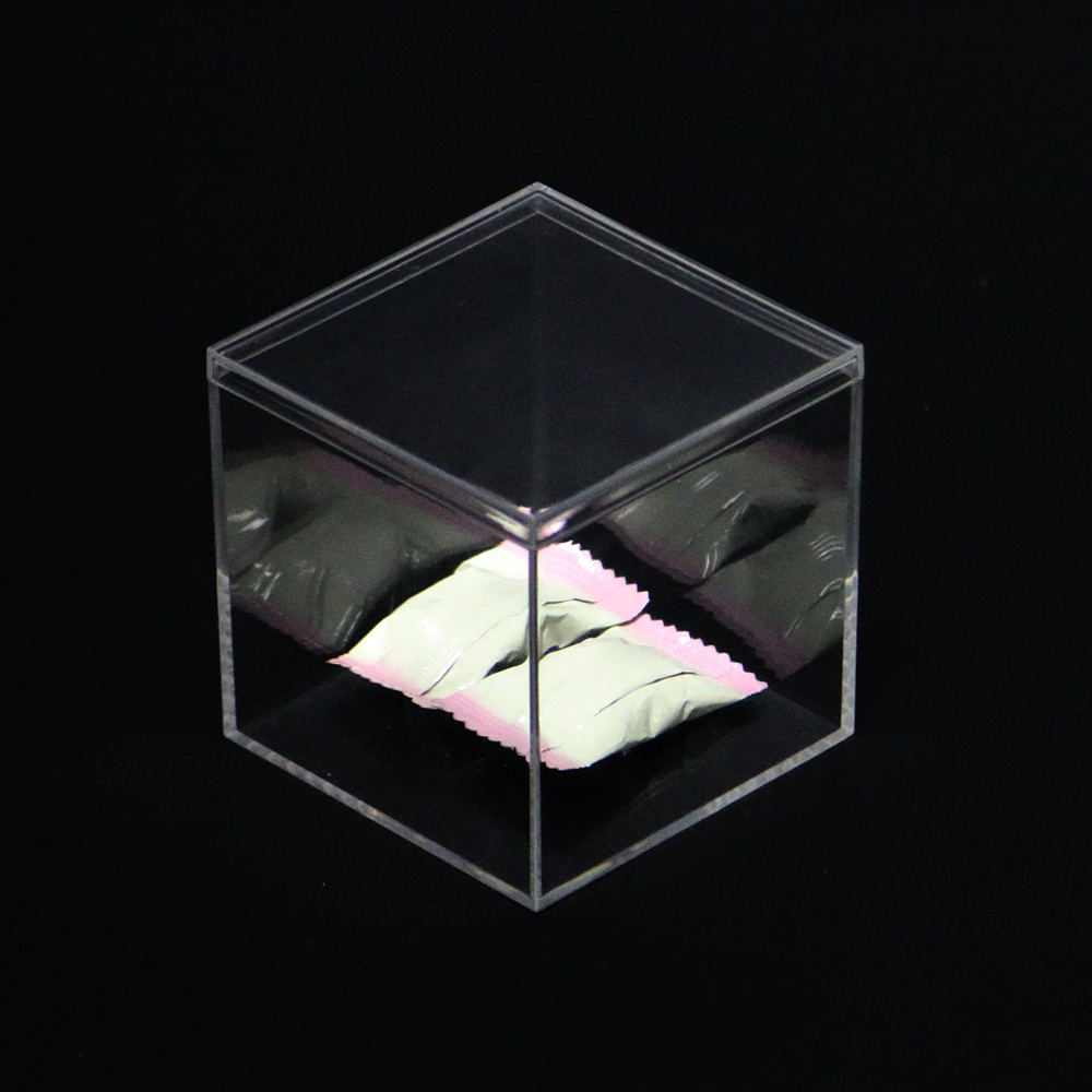 Clear Transparent Plexiglass Acrylic Food Candy Storage Bin Wedding Favor 2 inch Display Box Candy Cube