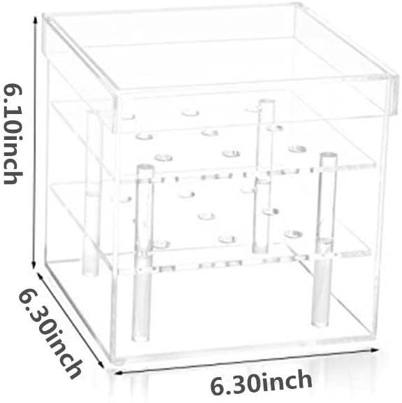 2 Tiers 9 Holes Acrylic Flower Box Water Holder Clear Rose Pots Stand Decorative Square Vase with Removable Acrylic Flower Box